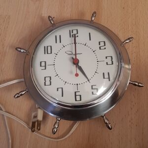 Silver Nautical Wall Clock Vintage Electric Ingraham